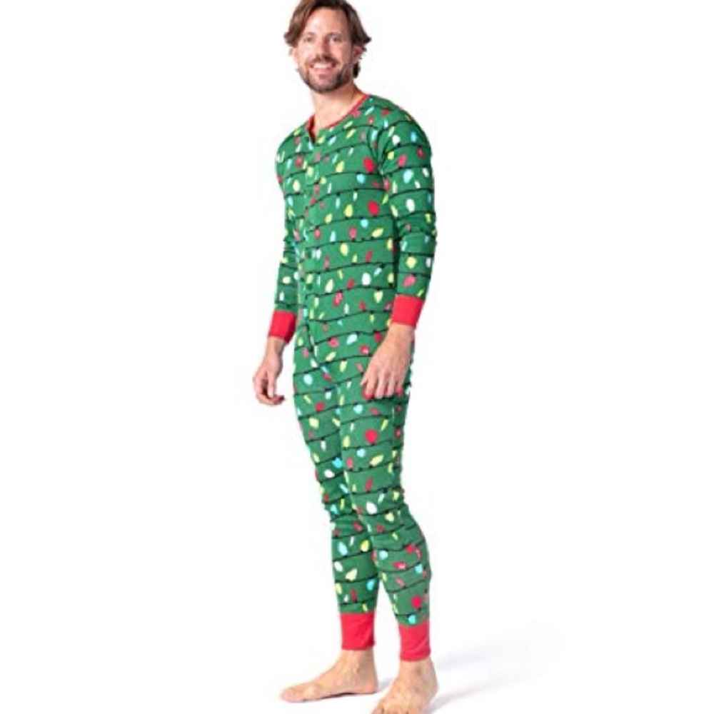 Little Blue House by Hatley Holiday Lights Christmas pajamas Onsie XL